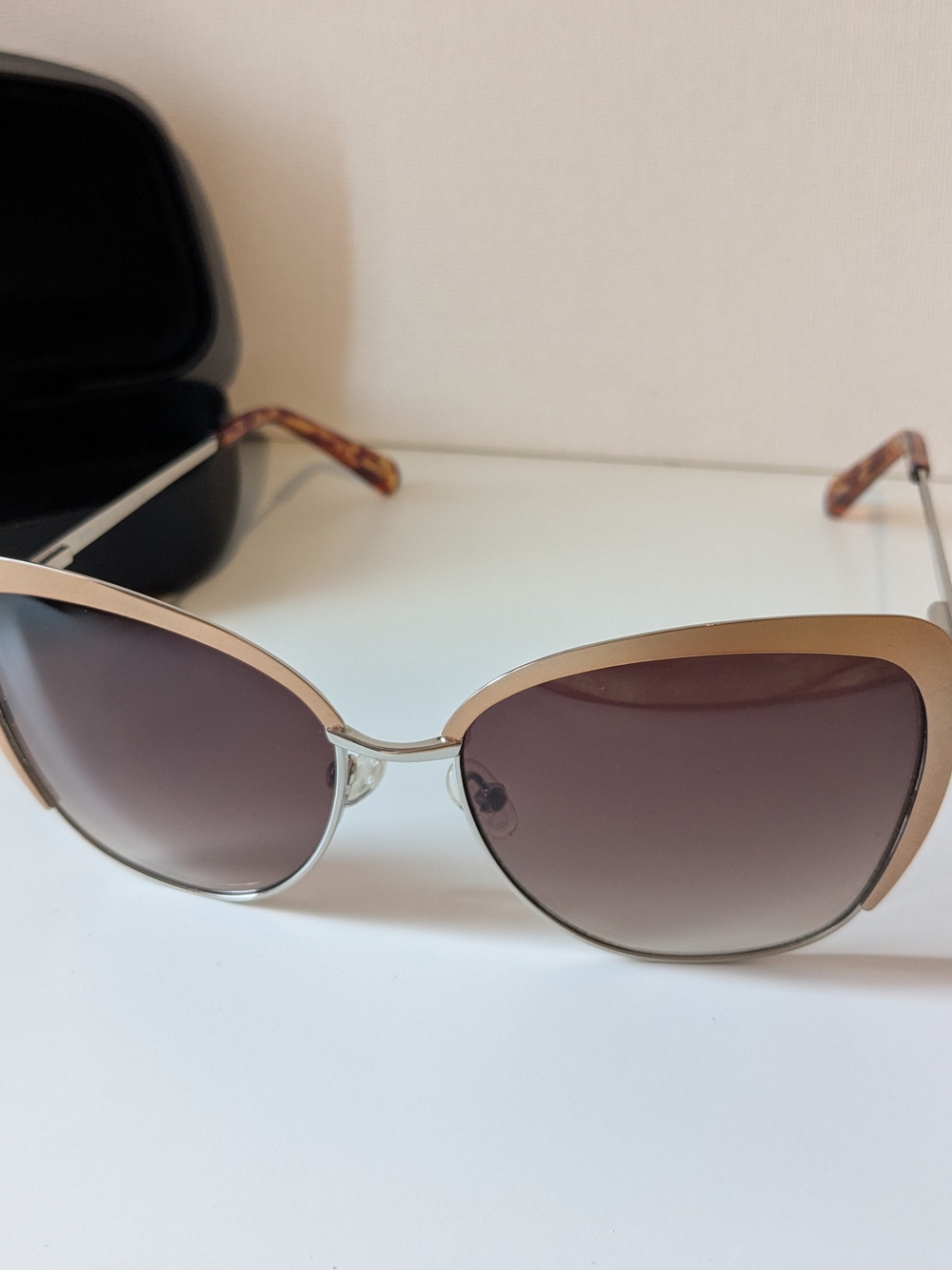 Vince Camuto Designer Cat Eye Sunglasses - Champagne/Gold Frame Brown Lenses
